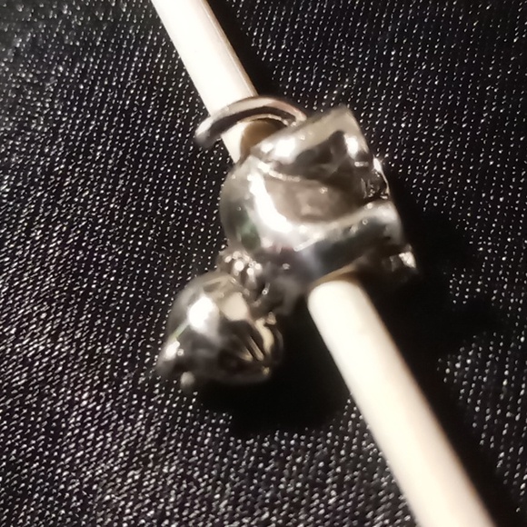 Sterling silver 925 cat / kitty snake chain charm bracelet. - Picture 4 of 8